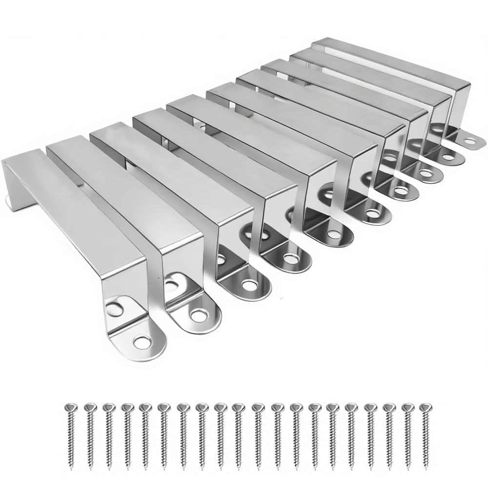 10X Fence Panel Clips, Fence Post Brackets, 4.25 Inch Galvanized Steel Heavy Duty Fences Post Security Brackets, Anti-Rattle Panel Stabilizer for Concrete or Wooden Posts, Includes Fixing Screws