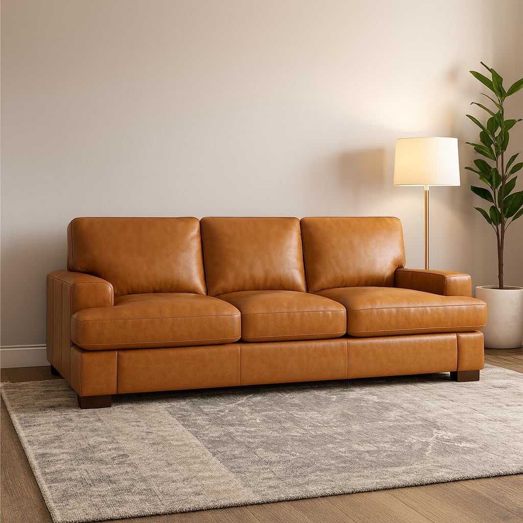 Naomi Home Siggy Genuine Leather Sofa – Plush Goose