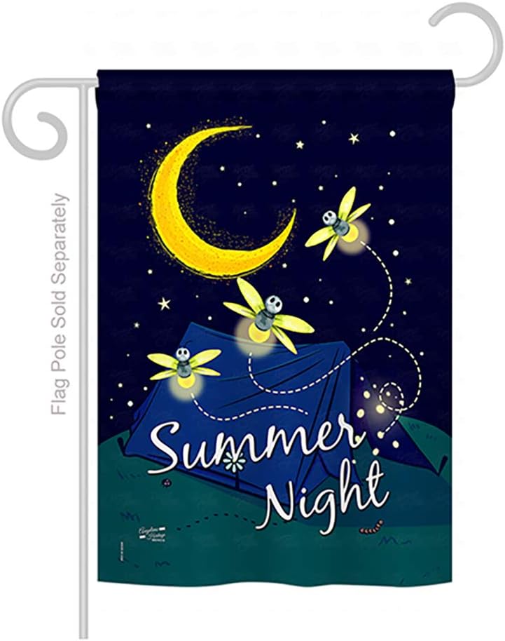Summer Fireflies Garden House Flags Set Outdoor Camping Rustic Camper RV Trailer Adventure Camp Site Campfire Small Decorative Gift Yard Banner Made In USA 28 X 40