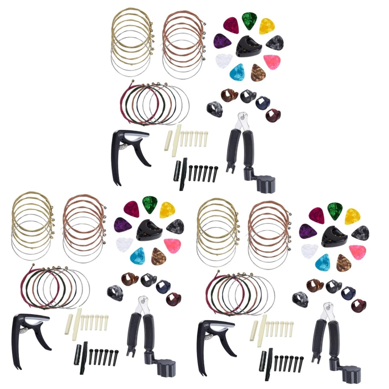ibasenice 3pezzi Accessori Per Chitarra Capo Avvolgitore Per Corde Plettri e Porta-plettri Strumenti Leggeri e Compatti Per Musicisti Kit Completo Per Sostituzione Corde e Manutenzione