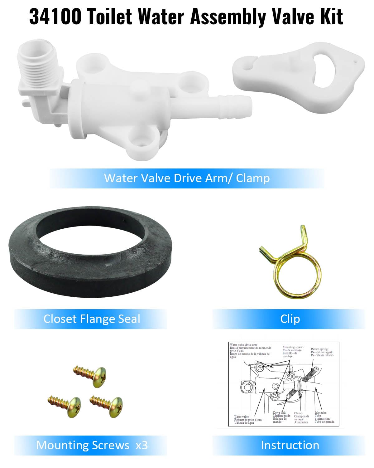 34100 RV/Camper Toilet Water Valve Kit For Thetford Aqua-Magic Style Lite/Plus - Foto 7