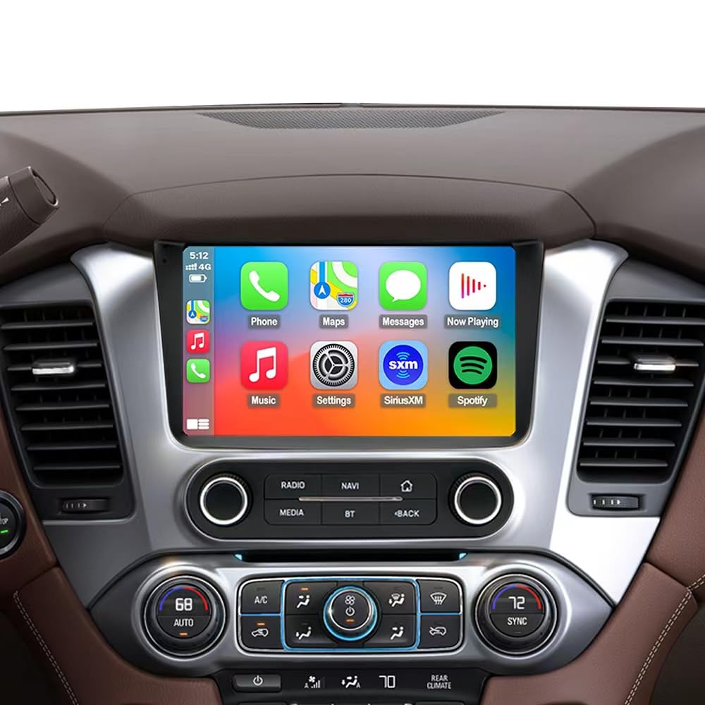 4G Network QLED Radio for GMC Yukon Chevrolet Chevy Tahoe Suburban 2015 2016 2017 2018 2019 Non-Bose Upgrade,8-Core Touch Screen Stereo,Wireless CarPlay &amp; Android Auto
