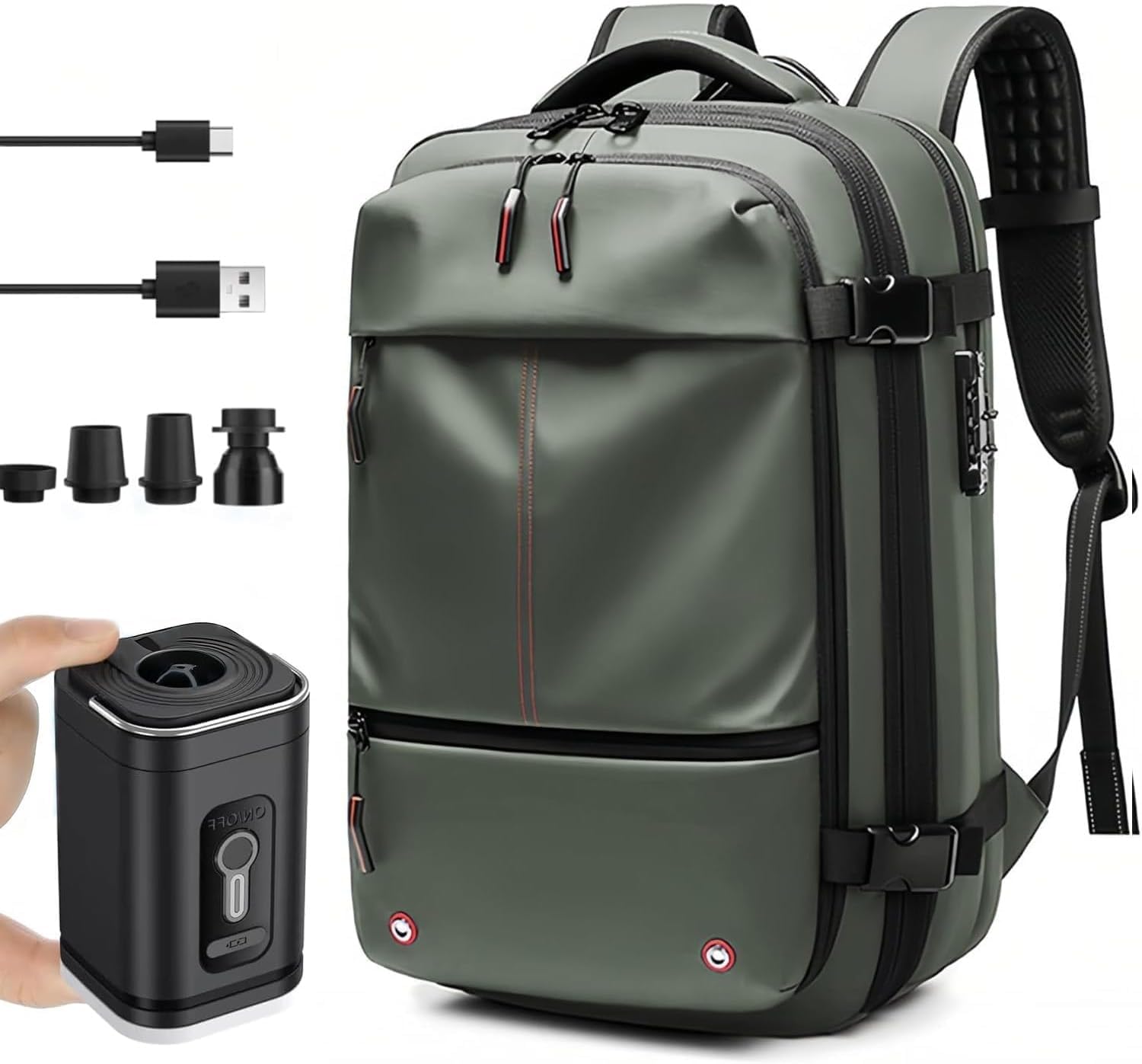 Vacpack Vacuum Backpack 19 Inch, حقيبة ظهر للسفر Anti-Theft Travel Backpack with Water-Resistant Fabric, Airbag Bag Travel for Outdoor & Daily Use