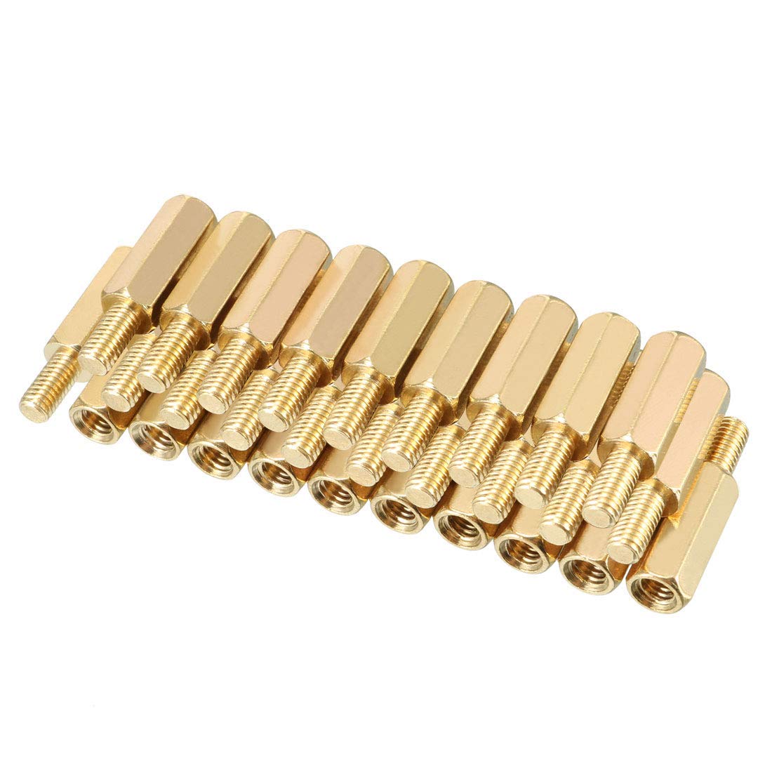 30pcs M3 12+6mm Female Male Thread Brass Hex Standoff Spacer Screws PCB Pillar-image-10