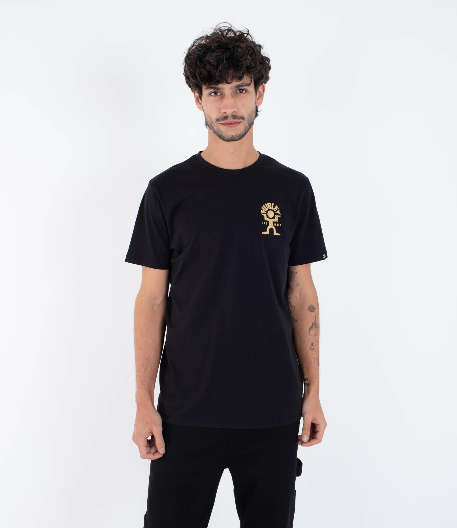 Hurley Mens Short Sleeve Dancer T-Shirt, Black/White, L EU