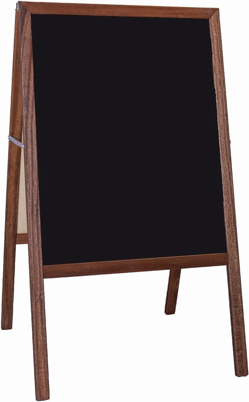 Two-Sided Folding Marquee Natural Wood Easel - Black Dry Erase Boards on Both Sides! (H42 x W24ins)