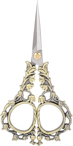 Miniatura 6 de Antique Vintage European Design Sewing Embroidery Scissors Shear for Fabric Weaving Stitching - Bronze H (Bronze)