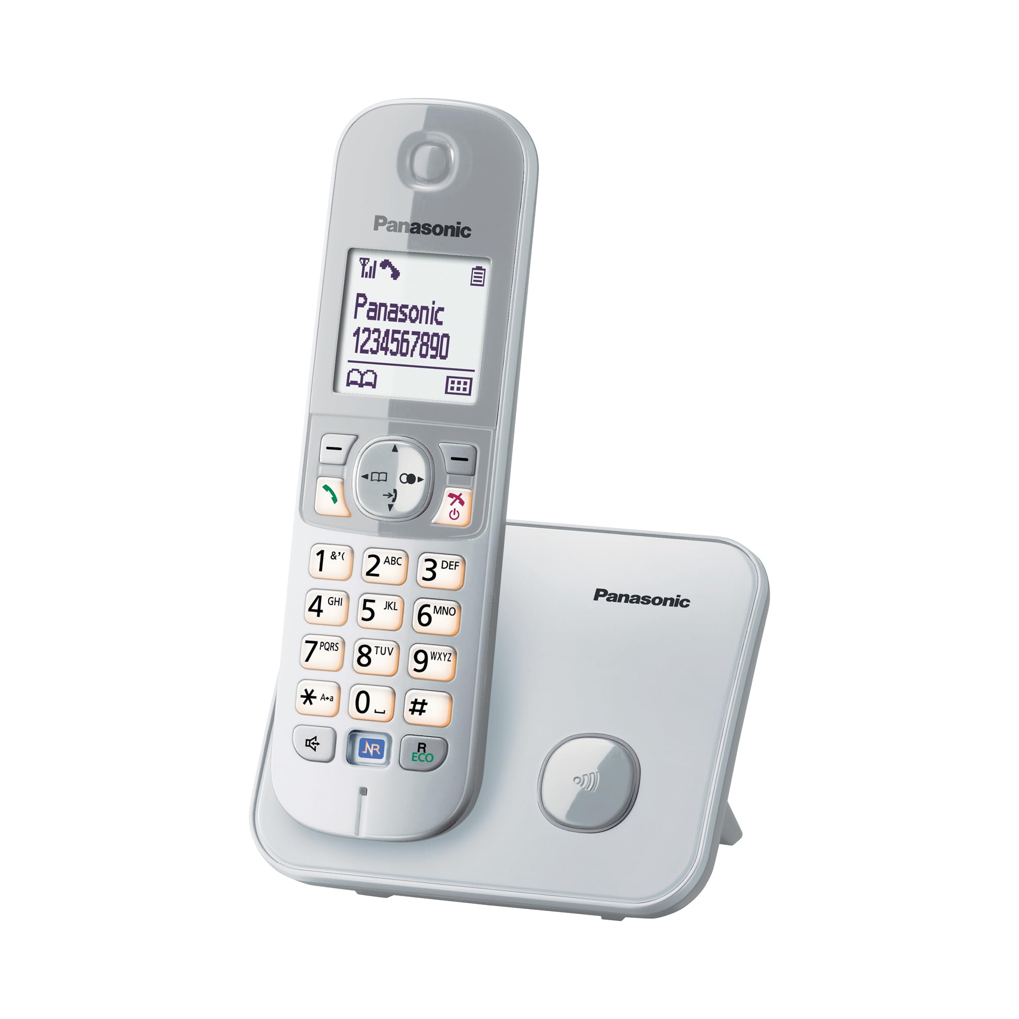 Panasonic KX-TG6811GS DECT Schnurlostelefon (strahlungsarm, Eco-Modus, Gap Telefon, ohne Anrufbeantworter, Festnetz, Anrufsperre) perl-Silber