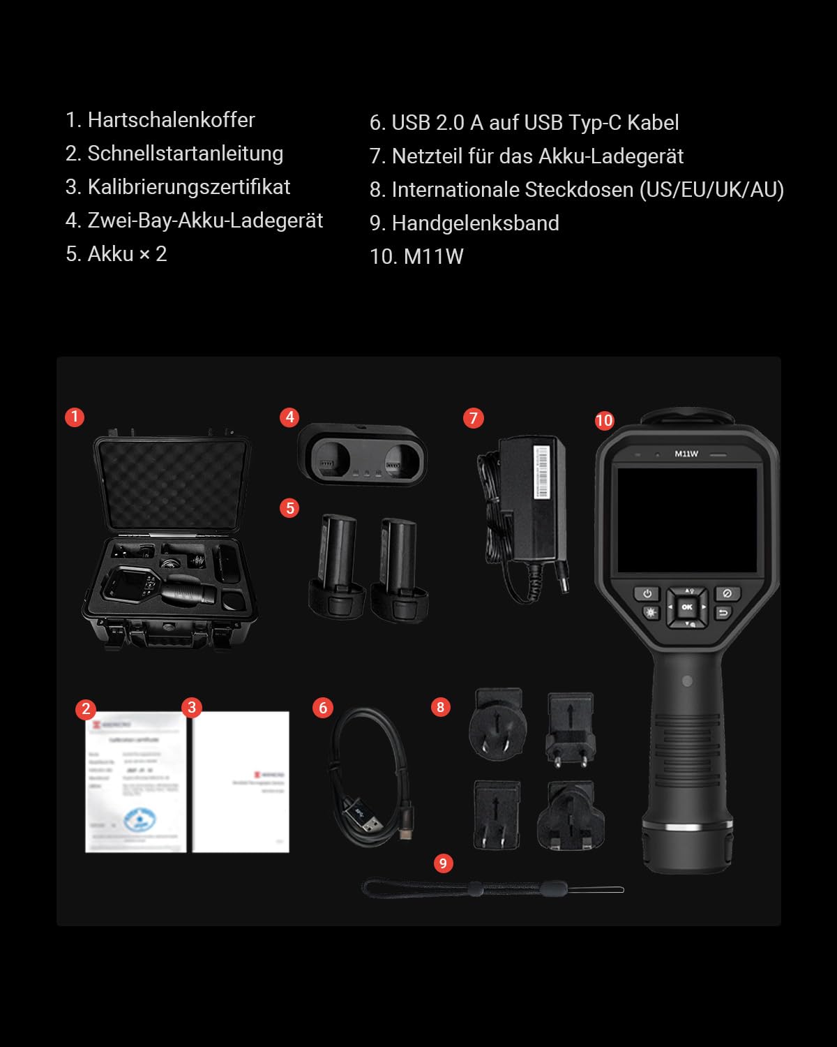 HIKMICRO M11W Professionelle 3,5”Touchscreen Wärmebildkamera 192 x144 IR Auflösung, 8MP Visuelles Sensormodul, Wi-Fi, 25 Hz, 2 Li-Ionen-Akkus, bis zu 12 Stunden Dauerbetrieb, 37.2°× 27.8°, -20°C~650°C