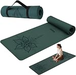 HAHE Épaisseur du tapis de yoga 8MM 1/3" Éco-Amis POE Tapis de Yoga High Rebound, Anti-Tear & Résistant à la sueur pour la condition physique, la maison, entraînements, les tapis d'exercices 72"x24" avec la sangle de transport