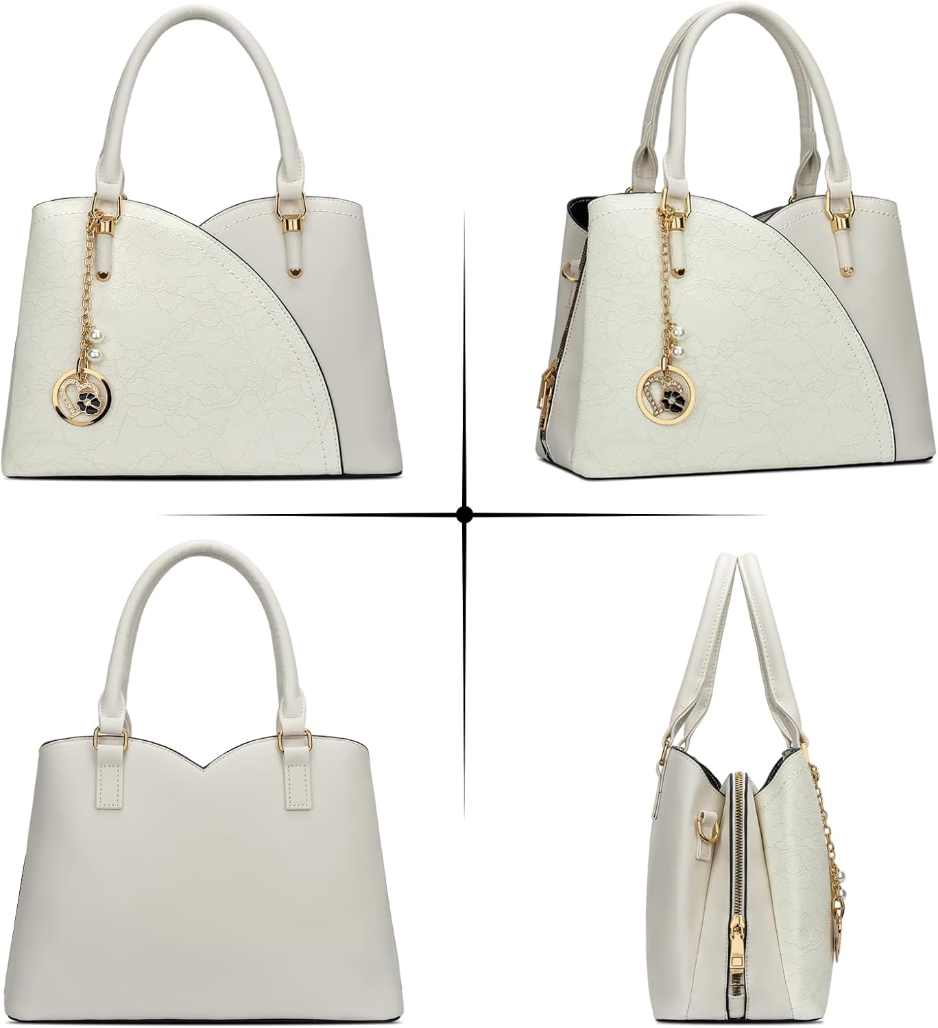 KKXIU Triple Compartments Purses and Handbags for Women Fashion Ladies Satchel Shoulder Top Handle Bag