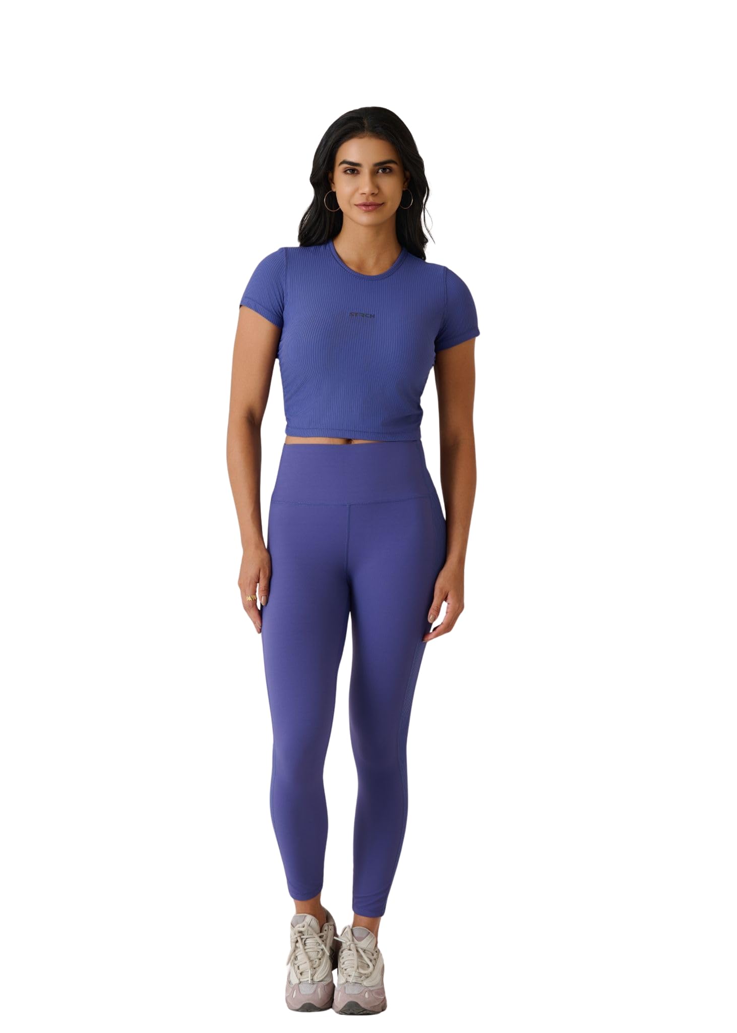 strch Women's PlayCore Ribbed Crop T-Shirt | Slim Fit Round Neck Activewear | Short Sleeve Stretch Gym T-Shirt for Yoga, Running, Training & Athleisure-picture-45