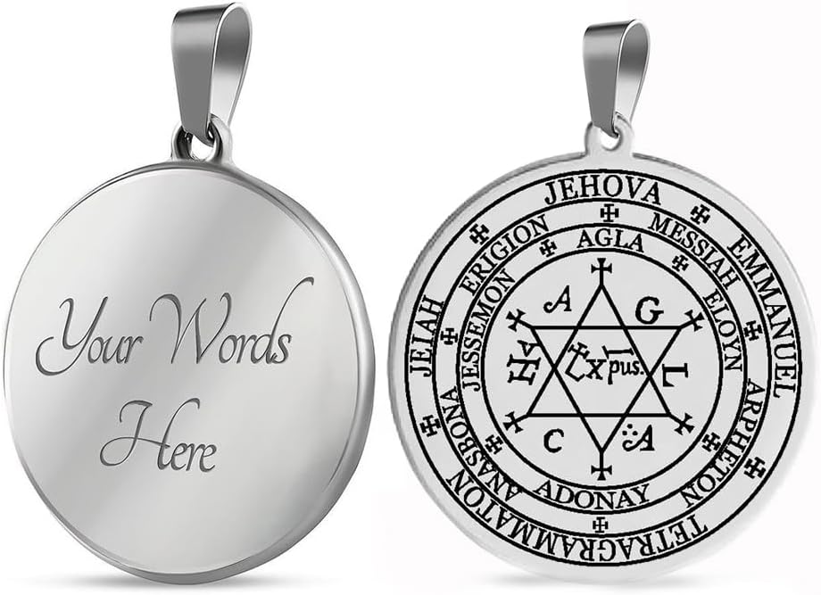 Stainless Steel Great Seal Of Solomon Pendant Necklace, Gold Tone Hexagram Protection Amulet