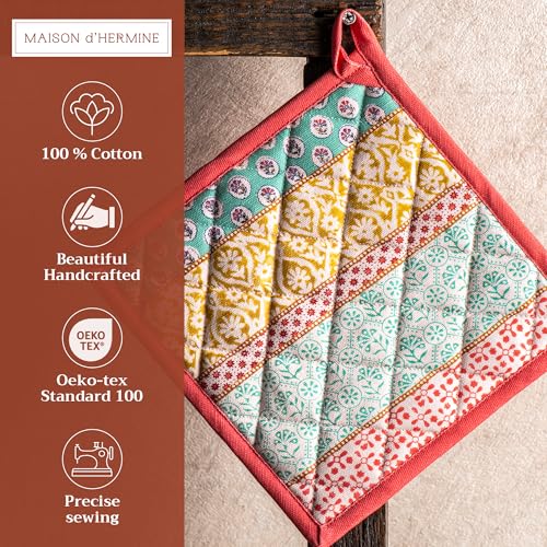 Maison-dHermine-Pot-Holder-100-Cotton-Heat-Resistant-Potholders-8-Inch-x-8-Inch-Hot-Pads-with-Loop-BBQ-Cooking-Grilling-Microwave-Easter-Decorations-SpringSummer-Marquise Maison dHermine Pot Holder 100 Cotton Heat Resistant Potholders 8 Inch x 8 Inch Hot Pads with Loop BBQ Cooking Grilling Microwave Easter Decorations SpringSummer Marquise