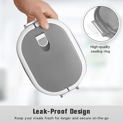 Miniatura 4 de Bento Box - Contenedor de almuerzo de 30 onzas, gris, a prueba de fugas y sin BPA