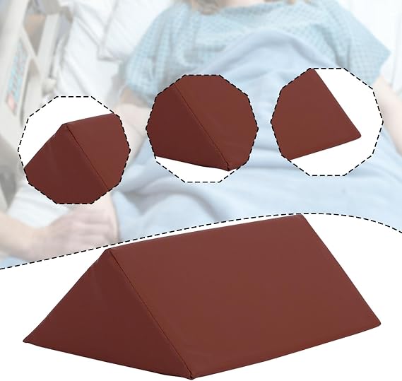 Triangle Wedge Pillow Ergonomic Cushion Positioning Support Pillow Nonslip Sponge Core PU Leather Breathable Soft Suitable for Elderly Sleeping Side, 40 cmx20 cmx20 cm