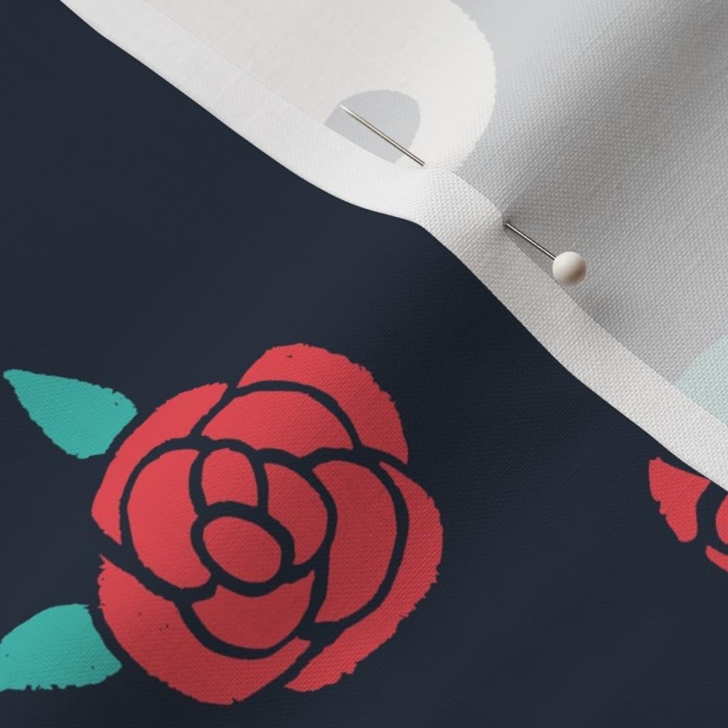 Spoonflower Fabric - Skulls Roses Rockabilly Cute Kawaii Printed on Petal Signature Cotton Fabric by The Yard - Sewing Quilting Apparel Crafts Decor