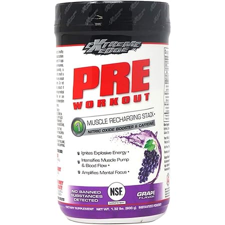 Amazon Com Bluebonnet Nutrition Extreme Edge Pre Workout Muscle Recharging Formula Increases Nitric Oxide No Levels Soy Free Dairy Free Grape 1 32 Lb 60 Servings Health Household