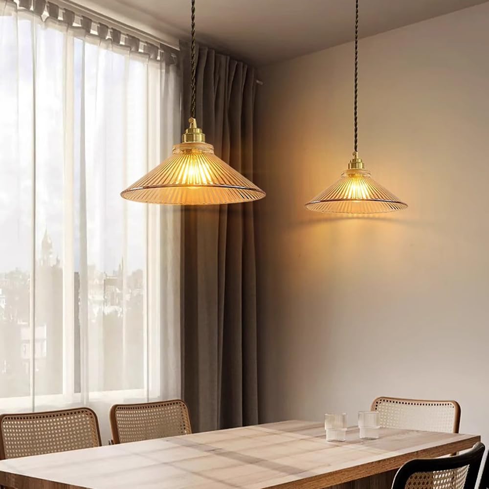 Lámparas de techo colgantes modernas de vidrio ámbar para comedor, Isla de cocina, iluminación de vidrio, pantalla de lámpara colgante para Sala de estar