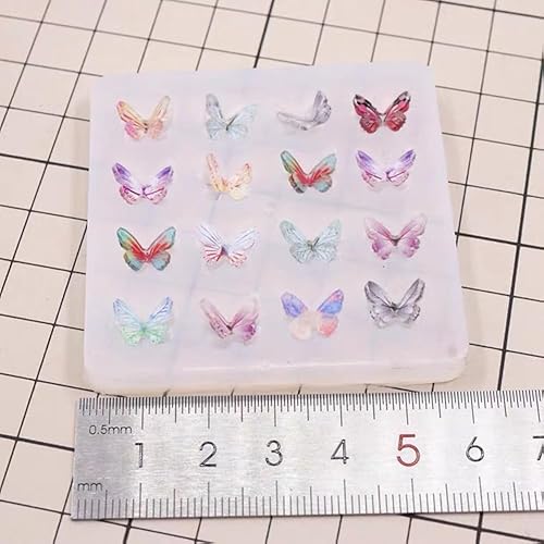 2 piezas mini mariposa joyería resina moldes de silicona DIY mariposa fabricación de joyas collar pulsera llavero mariposa colgante, 16 en 1
