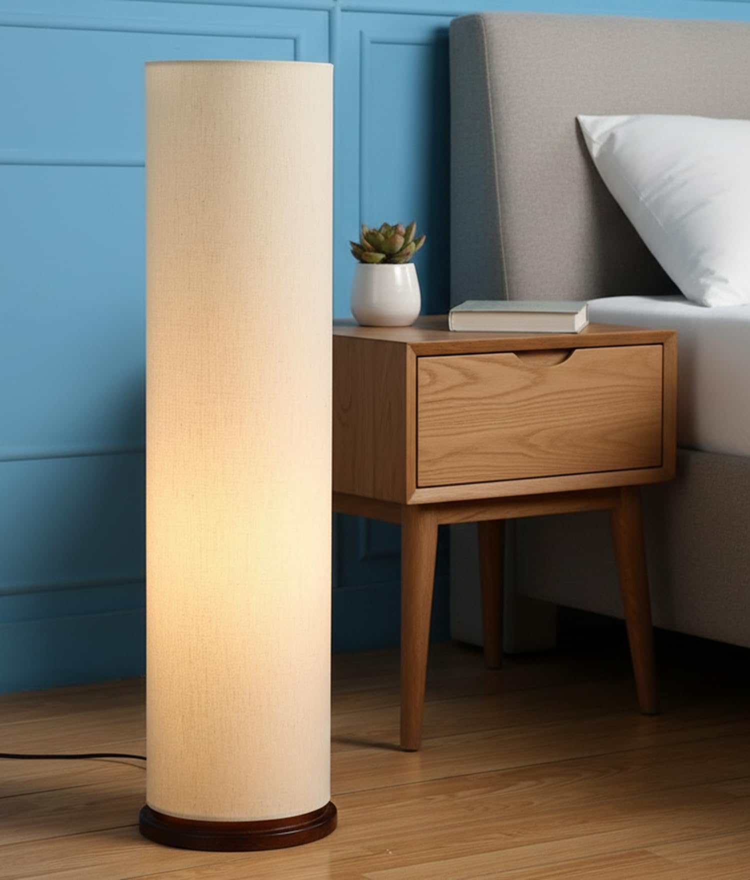 BTR CRAFTS® Cylinder Shape Wooden Base, Corner Decorative Floor lamp, Bedroom, Living Room, Home Décor, Pack of 1 (Flex)-image-26