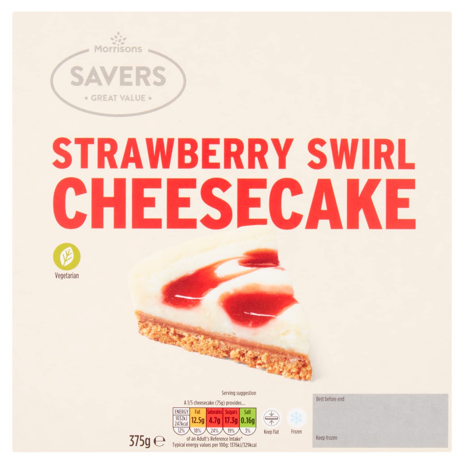 Morrisons Strawberry Swirl Cheesecake, 375 g (Frozen)