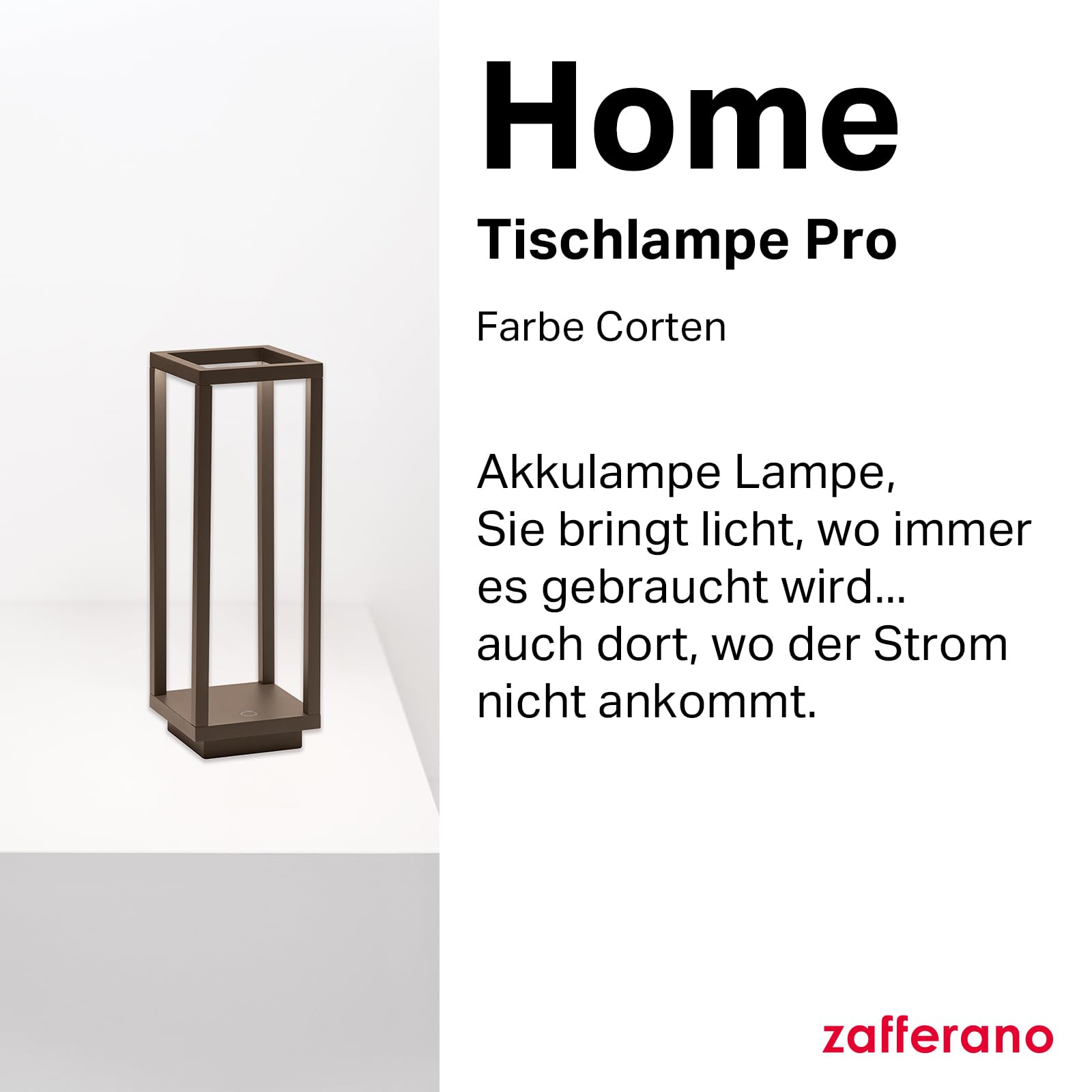 Zafferano Home Tischlampe und Bodenlampe für Innen- und Außenbereich IP54, somit Schmutz- und Regenfest (Corten / Rust), LD0258R3 | Touch-Steuerung, geeignet für Innen- und Außenbereich, Dimmer, 3000 K, Höhe 11,6 Zoll