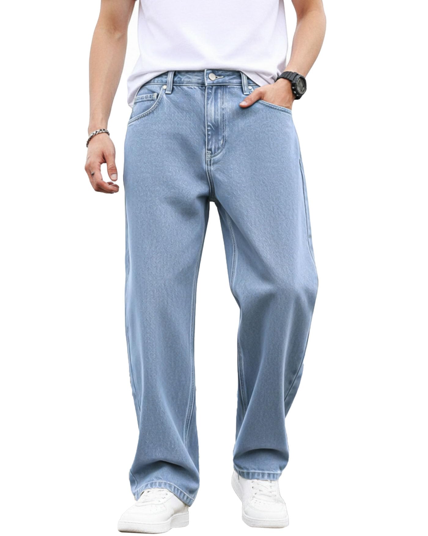 ausk Men's Regular Fit Denim Jeans | Classic Straight Leg Cotton Stretch Pants | Mid-Rise Casual Denim for Men | Casual & Semi-Formal Business Wear Jean's for Man|Wedding Party best fashion Mens Jeans-picture-36