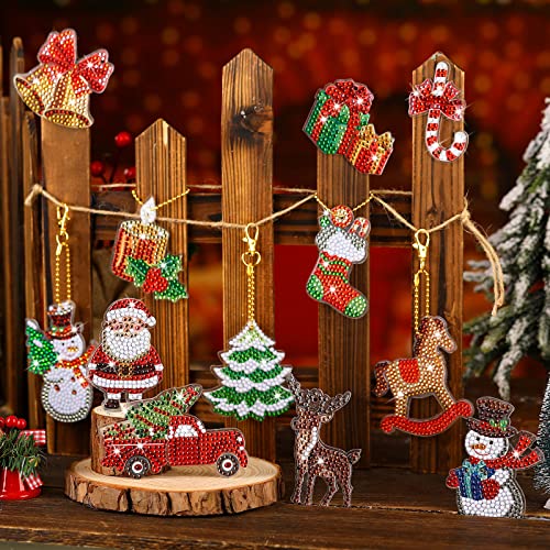 Christmas Diamond Painting Keychain 5D Diy Diamond Painting Kit Christmas Hanging Diamond Art Kits Diamond Art Christmas Ornaments For Kids Christmas Crafts Family Decor (Classic Style) #TOP6