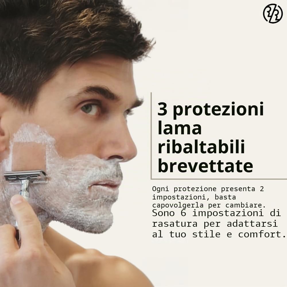 Rockwell Razors - Rasoio di sicurezza regolabile a doppio bordo 6C Bianco/Cromato White Chrome