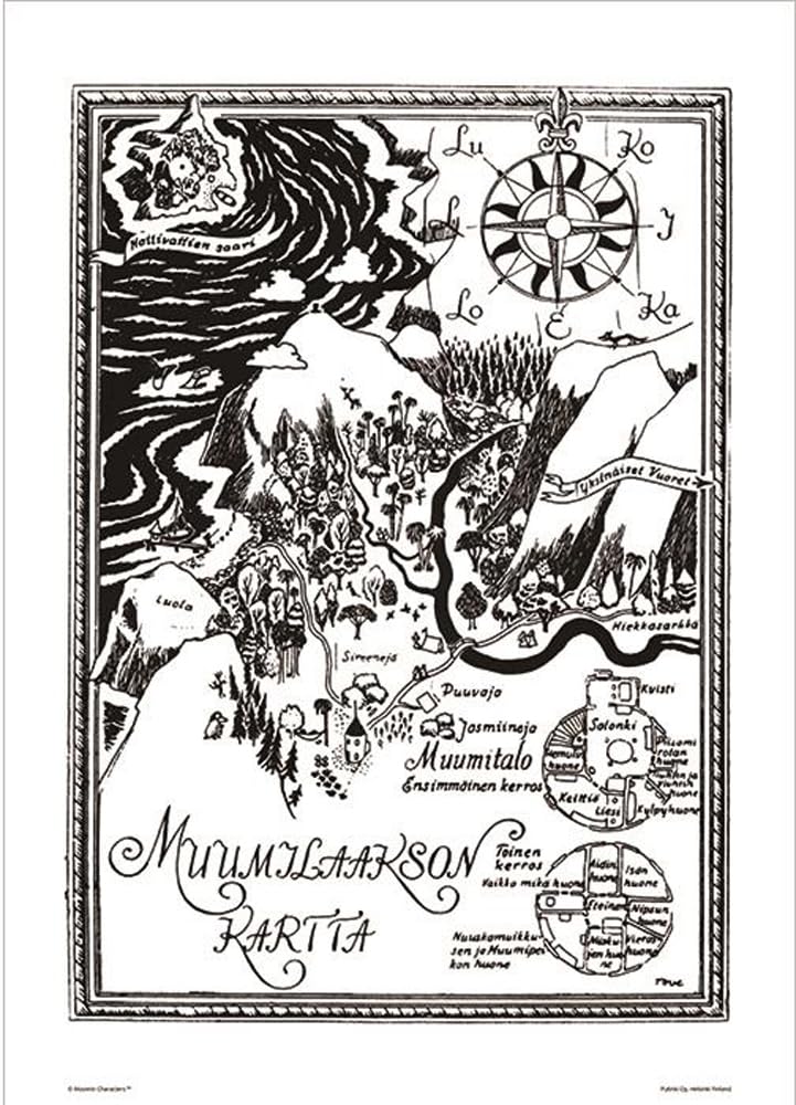 Amazon.co.jp: PutinkiMOOMIN(ムーミン) モノクロポスター ムーミン谷