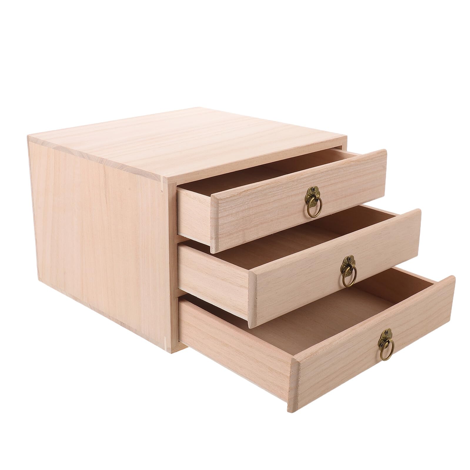 Boîte à thé en bois avec 3 tiroirs rustique pour bureau