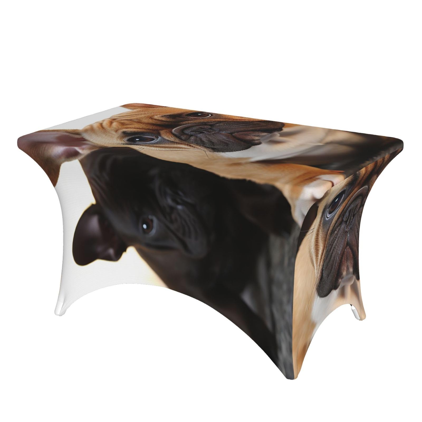 LKTPSKQRY 4ft Spandex Table Cloth For Rectangle Tables, Wrinkle Resistant Stretch Tablecloths Protector Cute French Bulldog Washable Patio Table Cover For Wedding, Party, Banquet, Picnic