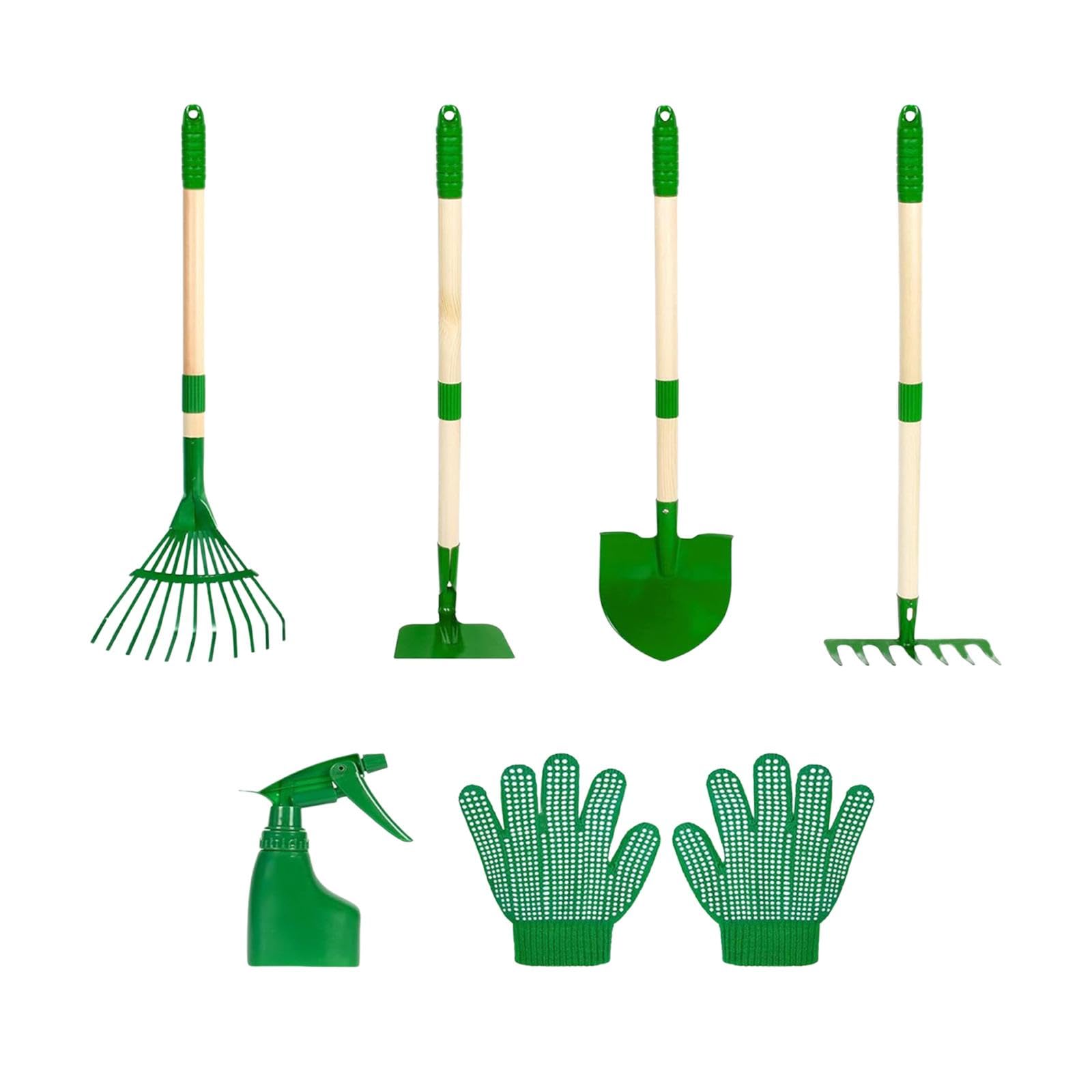 Jouets d'extérieur pour enfants au jardin : ensemble d'outils avec houe et râteau
