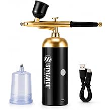 Cordless Barber Airbrush Kit with Compressor, Portable Air Brush Spray Gun for Hairline Enhancement, Beard Line Up, Nail Art, Makeup and Model Painting, Type-C Rechargeable