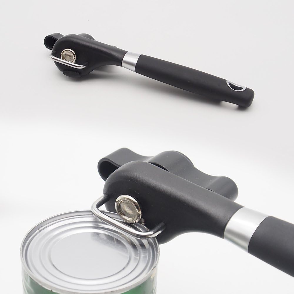 Can Opener with Soft Grips Handle Manual Tin Opener Professional Side Blade Cutting for Tins and Cans with Rotating Knob and Non-Slippery Handle Sutop KGQ01
