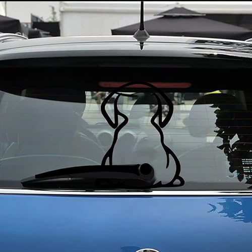 Miniatura 6 de Moioee 2 piezas de calcomanías para parabrisas de auto, divertidas pegatinas de cola de cachorro de dibujos animados, autoadhesivas, decoración de