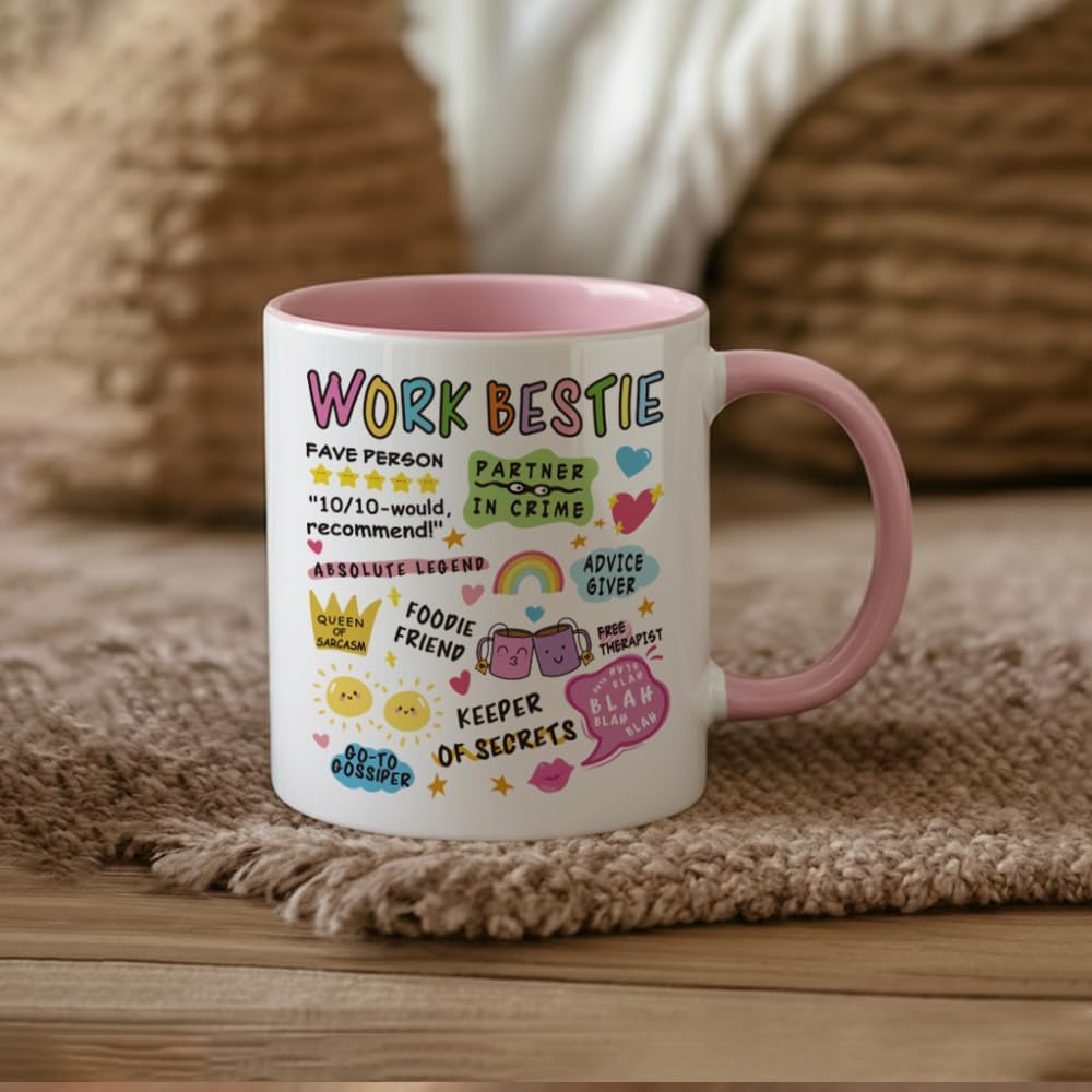 Work Bestie Gifts for Women, Friendship Gift, Funny Birthday Gifts for Best Friends Coworkers, New Job, Going Away Gift, Fave Person Office Mugs 11oz - Image 5