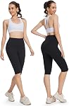 GROTEEN Women's Knee Length Capri Leggings – High Waisted Yoga Pants Workout Running Biker Shorts for Gym Summer