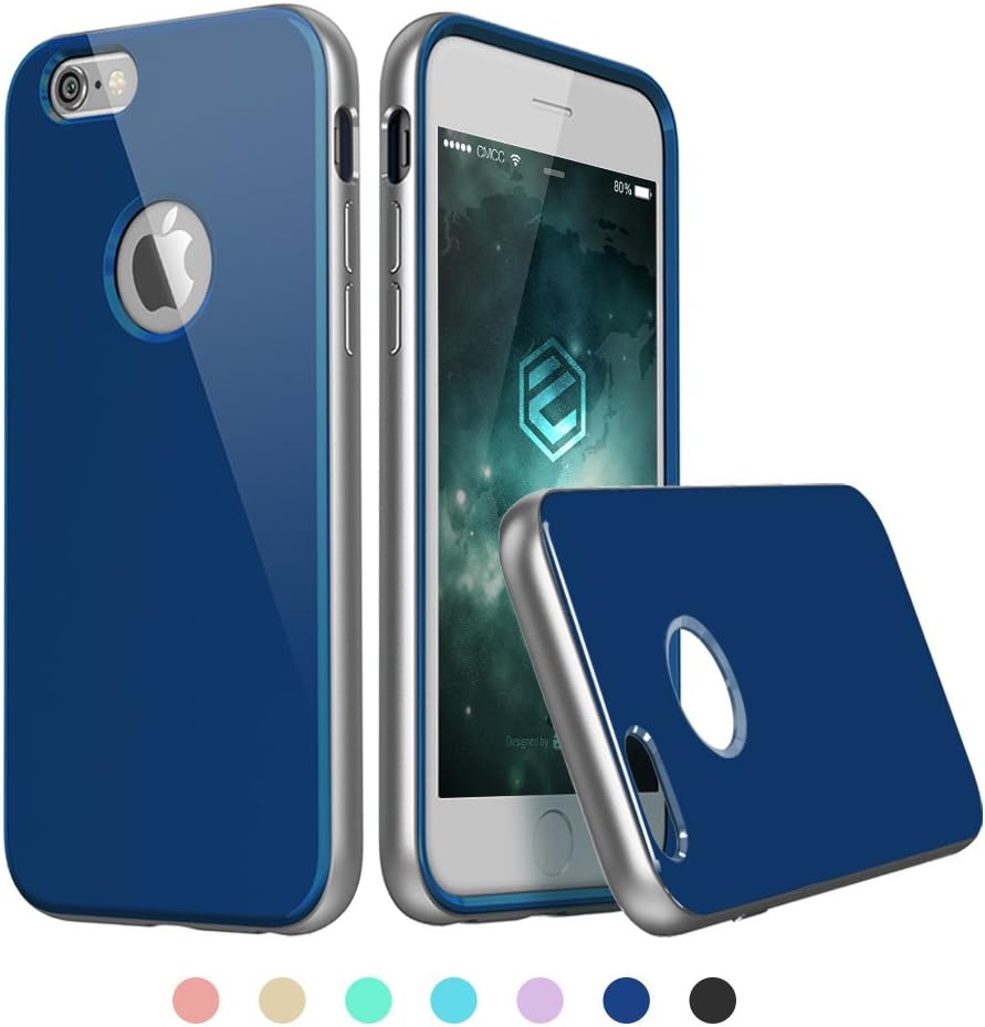 iPhone 6 Case, ESR iPhone 6 Bumper Aluminum Metal Frame iPhone 6 Soft Rubber Back Case [Iris Series iPhone 6 Screen Protector] Iris Grey Navy Blue