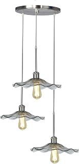 Dale Tiffany AH16069 Moree 3-Light Hand Blown Art Glass Pendant Hanging Fixture Lamp with Satin Nickel Finish Metal Base for Dining Room and Home Décor