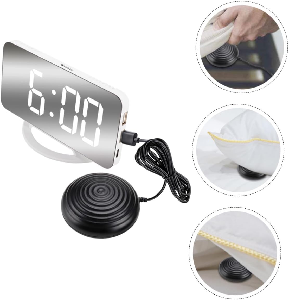 Digital Vibrating Alarm Clock with LED Display, Minimalist Mirror Surface, Multifunctional Electronic Bedroom Clock for Home and Desktop Use