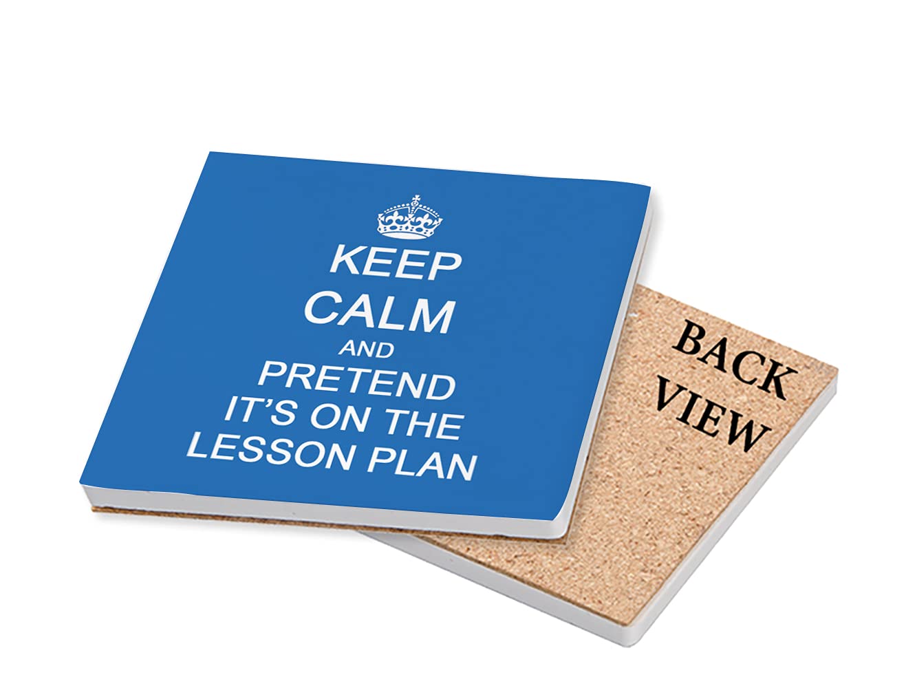 Giftme Ceramic Coaster Keep Calm And Pretend It's On The Lesson Plan Teachers Day,Teacher Appreciation, End Of School Year Coaster, Tableware, Drinks Coffee-Tea Coaster. (, Light Blue)