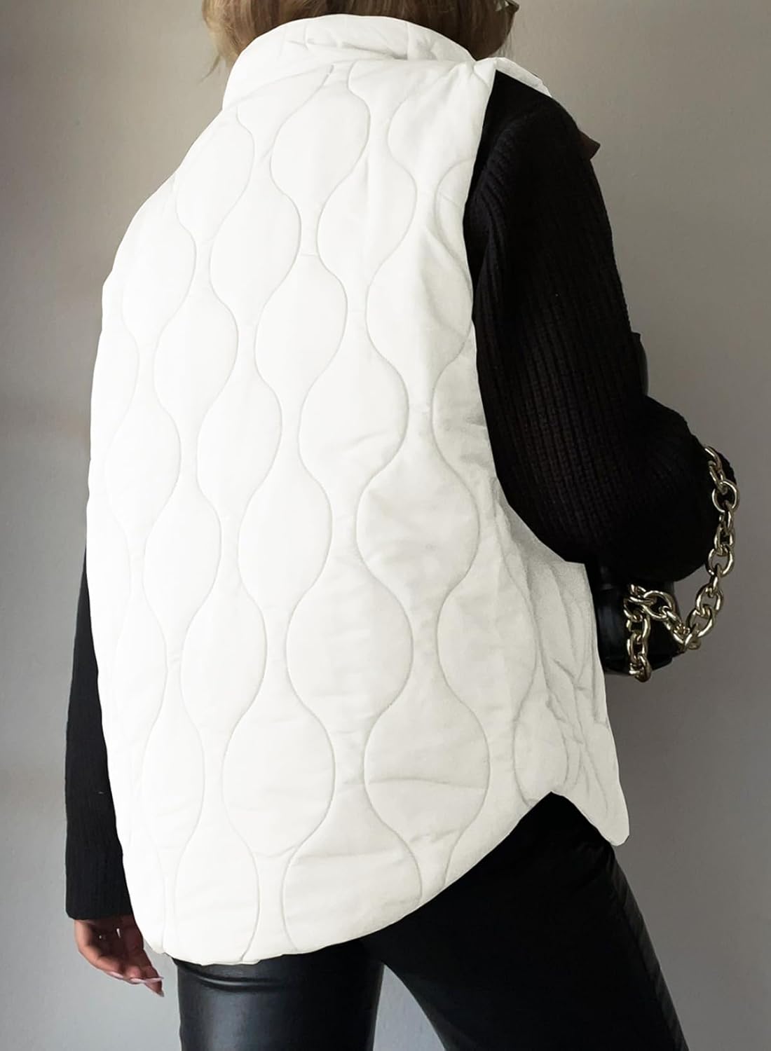 EVALESS Cropped Puffer Vest Women Lightweight Quilted Stand Collar Sleeveless Jackets Fall Winter 2025 Button Zip Up Coat - Image 4