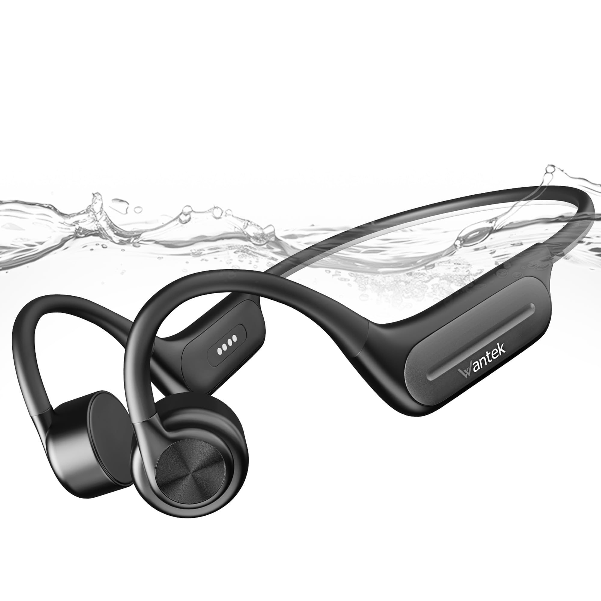 Wantek Casque Conduction Osseuse,Open Ear Casque Bluetooth sans Fil,Écouteur Natation IP68 Etanche,Mémoire MP3 32G Intégrée,8 Heures de Jeu,pour Course à Pied,Natation,Cyclisme,Fitness
