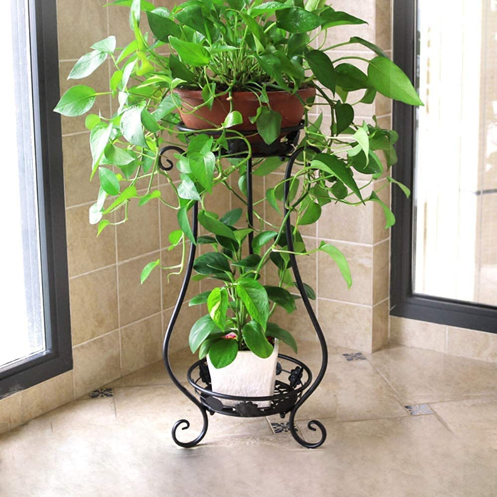 Trustshoppee 2 Tier Metal Plant Stands for Indoor Outdoor Plants Multiple Tiered Tall Iron Plant Shelf, Black Plant Rack, Heavy Duty Flower Pot Holder for Corner, Patio, Living Room (Black) (B0CY9SZT6C) Amazon Price History, Amazon Price Tracker