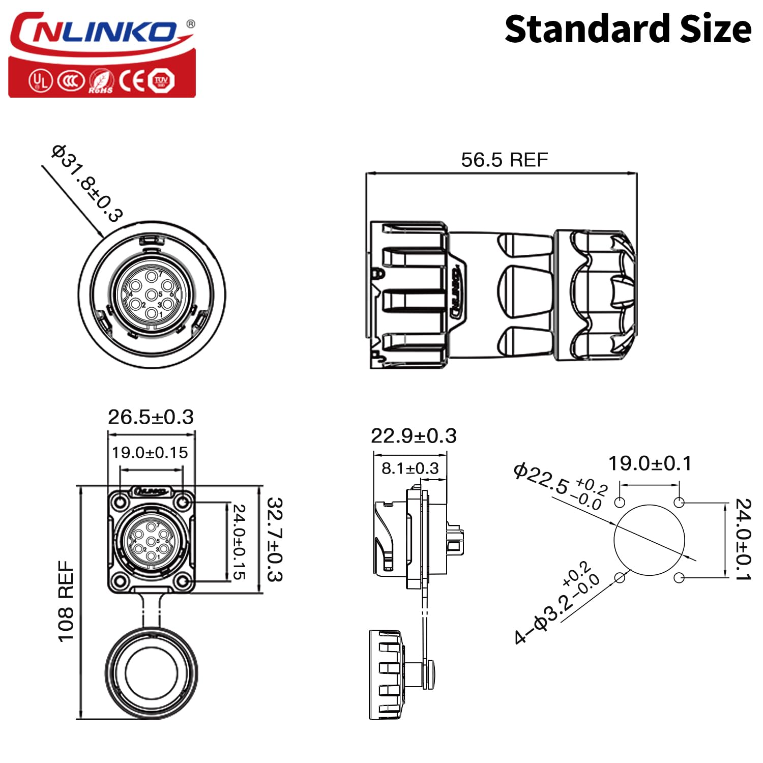 HangTon HE21 10-polige connector power luchtvaart industriële waterdichte IP68 mannelijke