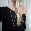 Boho Long Love Pendant Necklace Gold Minimalist Heart Necklace Chain Hollow Heart Drop Necklace Jewelry for Women and Girls Gifts(Gold)
