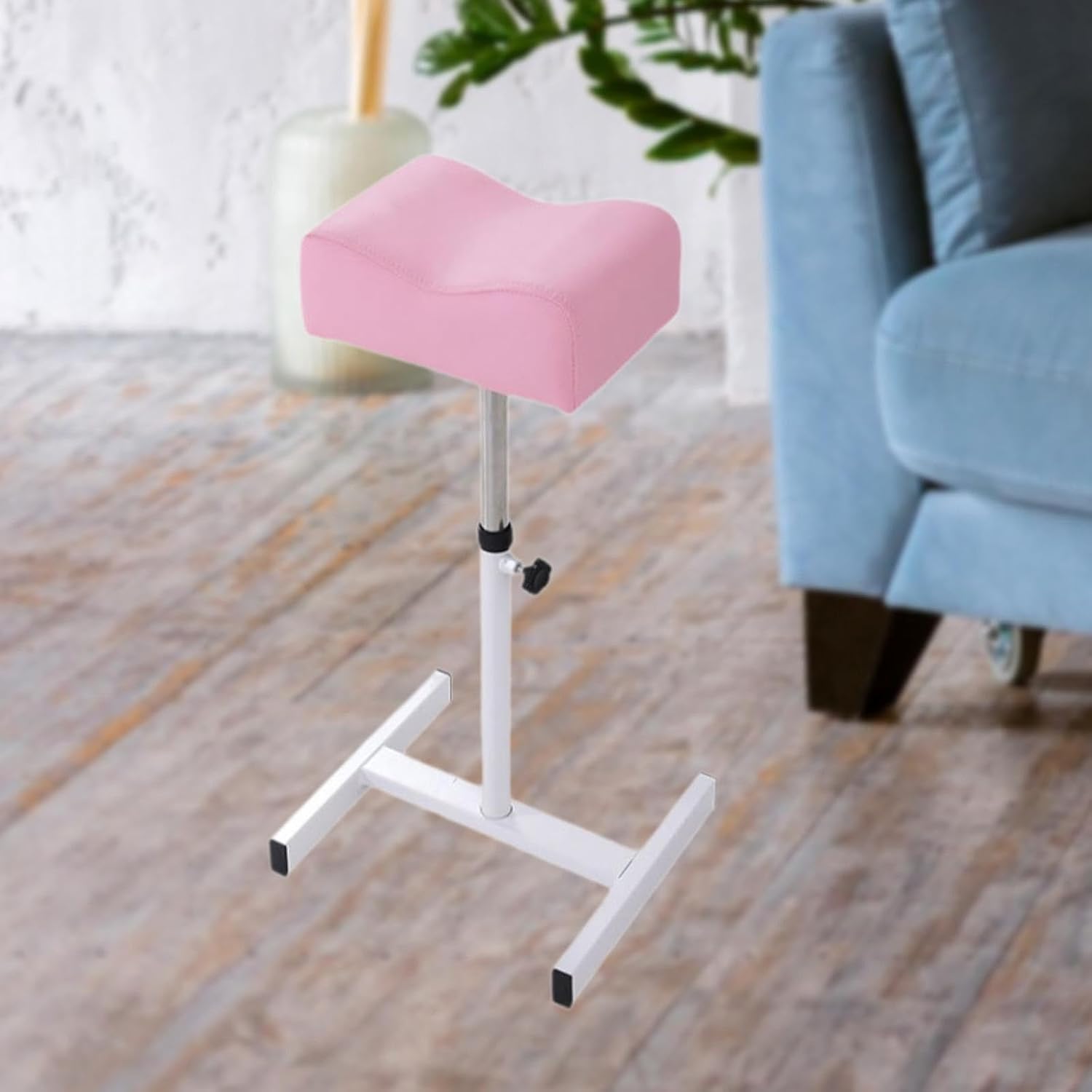 ペディキュアフットレスト、フットネイル用ビューティーツールスタンド、レッグサポート付きのマッサージチェア, ピンク