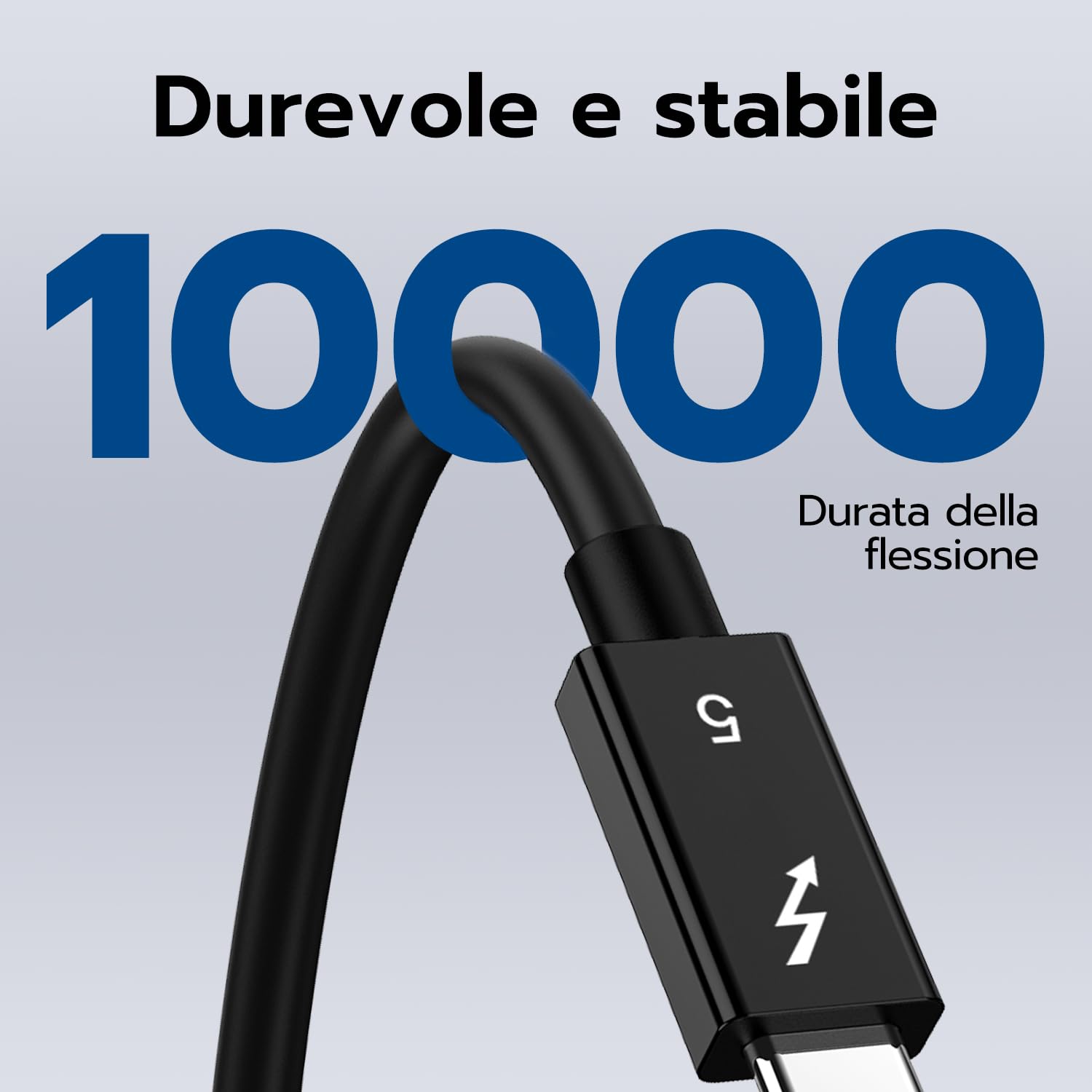 Mcbazel Cavo Thunderbolt 5 con 80Gbps Trasferimento dei Dati, 120 Gbps Larghezza di Banda e Ricarica da 240W, Supporto 6K/8K, Compatibile con Thunderbolt 3 e 4, USB 4 e USB-C, 1M